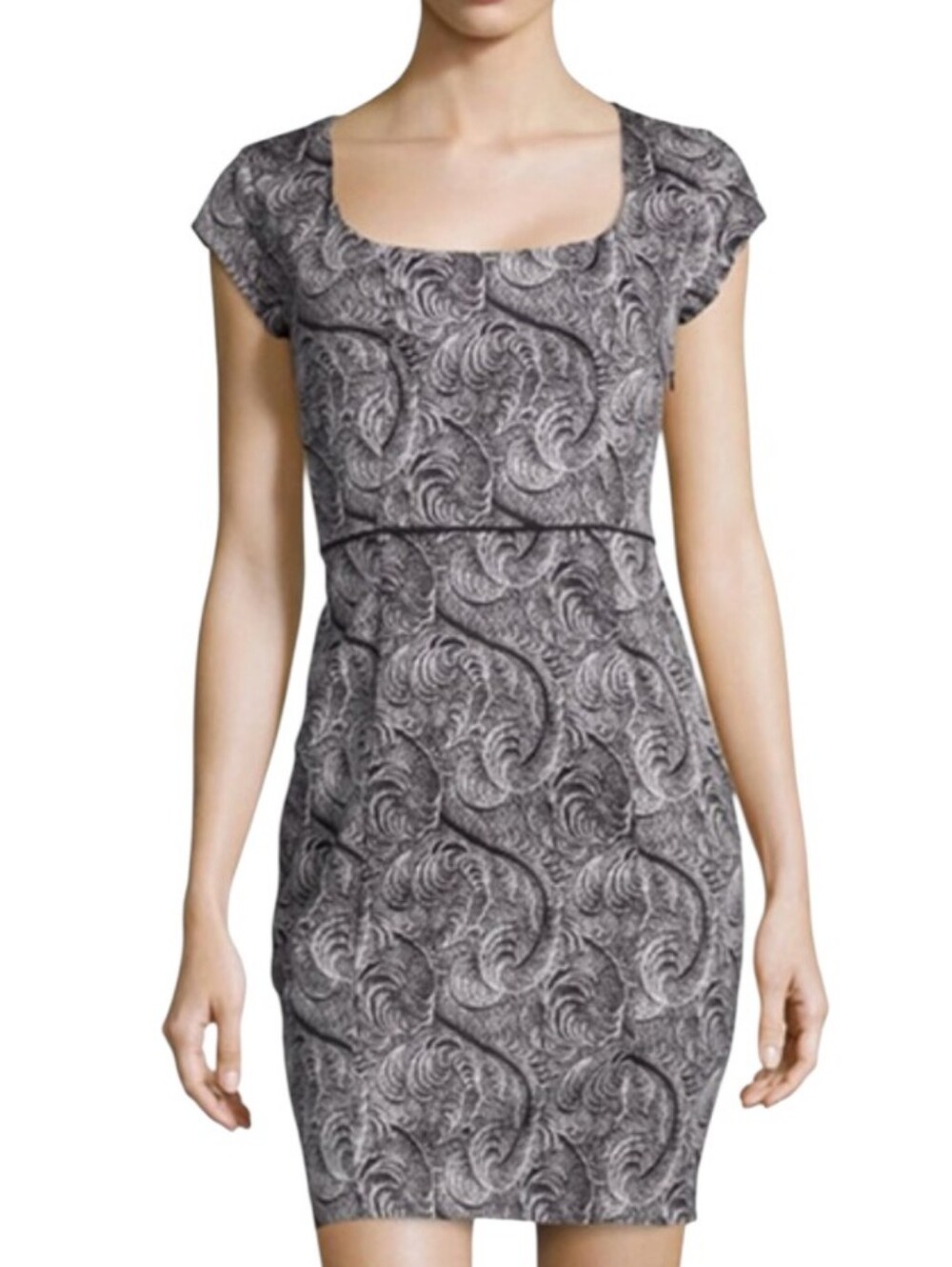 Marchesa Voyage black and white fitted sheath dress size 6